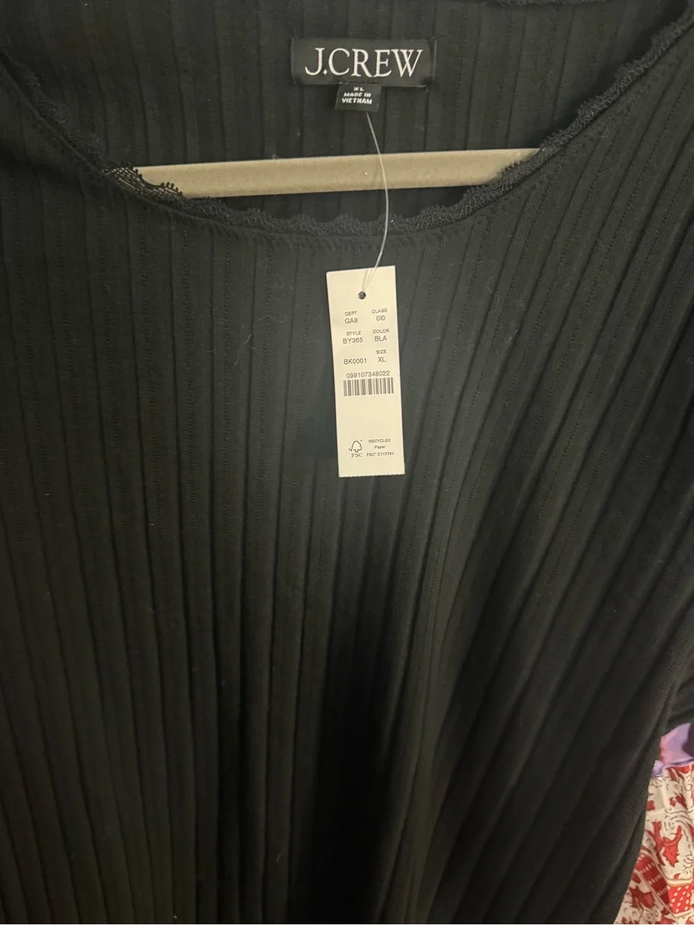 J.CREW Black Ribbed Crewneck Sweater Top